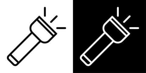 Aufkleber - ofvs760 OutlineFilledVectorSign ofvs - flashlight vector icon . isolated transparent . black outline and filled version . AI 10 / EPS / PNG . g12106