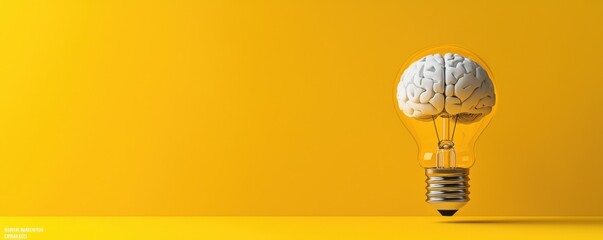 Wall Mural - innovative concept of a brain inside a light bulb.