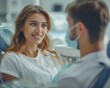 © NDmCX-Nic - A patient smiles at a dentist during a consultation in a modern dental clinic, showcasing a friendly and professional atmosphere.