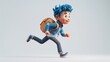 © Fana Art - 3D rendered cartoon boy running with backpack.
