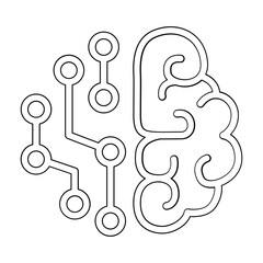 Poster - AI, artificial intelligence icon in line style