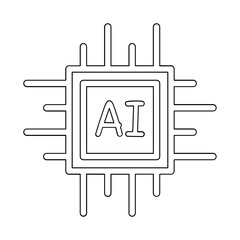 Poster - AI, artificial intelligence icon in line style