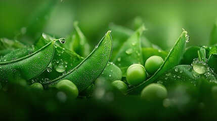 Wall Mural -   A detailed image of several green foliage leaves with water droplets and surrounding green grass