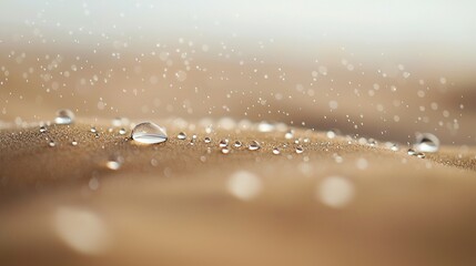 Wall Mural -   A cluster of droplets perched on a brown earth, surrounded by a fuzzy sky