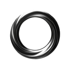 Wall Mural - black glossy metal circle ring shape isolated on a transparent background, png cutout. corporate tec