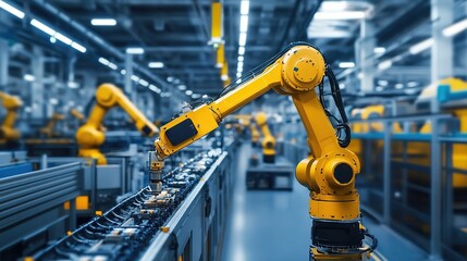 Poster - Automated machinery working on precision tasks in a modern factory.