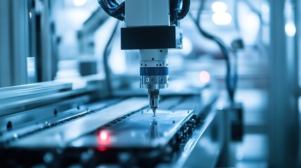 Poster - Engineers testing and optimizing new automated machinery for mass production.