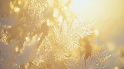 Wall Mural - sparkling winter frost on branches, sunlit.
