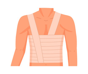 Wall Mural - injured body part bandage. human torso medical bandaging, emergency treatment for dislocation, sprai