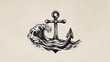 © Monchisa - Minimalist Anchor and Wave Tattoo Design, a stylish representation of ocean passion, ideal for adventure seekers and lovers of the sea, blending simplicity with meaning