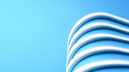 Poster - 3D Render of White Curved Lines Forming a Building on a Blue Background