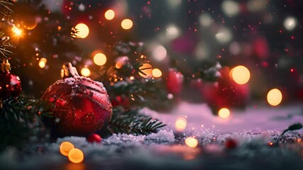Wall Mural - christmas ornament with lights and snow
