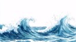 © Aufa - Watercolor Ocean Waves  Blue Sea Crashing Waves  Abstract Marine Art