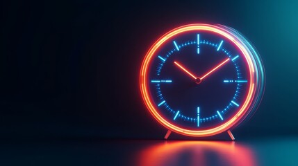 Canvas Print - This captivating digital clock design features neon lights on a sleek backdrop, creating a stunning ambiance that enhances modern aesthetics and adds a dynamic touch to any interior space