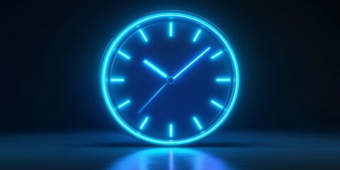 Canvas Print - A captivating illustration of a futuristic neon clock, glowing with vibrant light effects against a dark background, showcasing modern design aesthetics