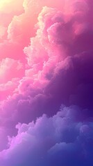 Wall Mural - dynamic fluffy clouds in soft pastel shades of pink, purple, and orange with a serene gradient sky, 