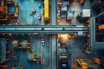 Poster - Busy factory floor viewed from above showcasing industrial activity