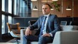 © Dot - Business man portrayed a financial advisor advising corporate executives on wealth management and investment strategies ensuring financial stability and growth in a modern office setting