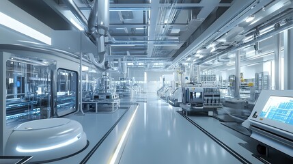 Poster - A state-of-the-art industrial factory with automated production systems.