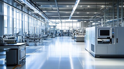 Poster - A state-of-the-art industrial factory with automated production systems.