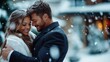© Lens Legacy - A couple embraces warmly in a snow-filled setting, with snowflakes gently falling around them, capturing the magic and romance of winter in a loving moment.