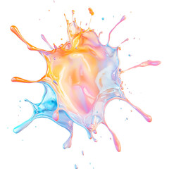 Poster - vibrant splash of colorful liquid in shades of pink, orange, and blue against black background creates dynamic and energetic visual. This captures essence of movement and creativity