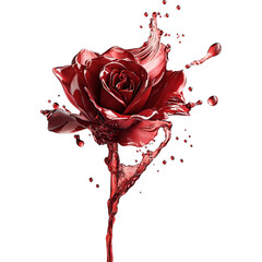 Poster - stunning red rose with splashes of liquid, symbolizing beauty and passion. vibrant colors and dynamic movement create emotional expression of love and elegance