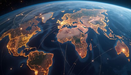 Poster - Breathtaking view of Earth from space at night revealing illuminated cities and continents