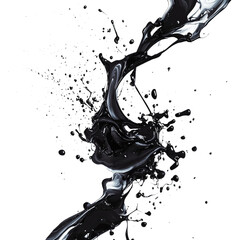 Poster - dynamic splash of black liquid against dark background, showcasing fluid motion and energy. Perfect for creative projects