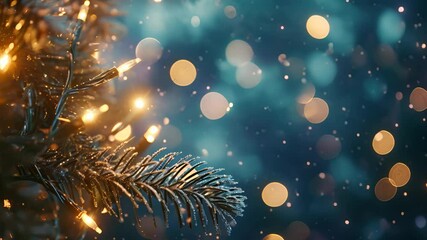 Wall Mural - christmas tree with lights and snow
