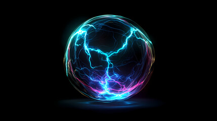 Wall Mural - glowing plasma ball lightning abstract background, plasma, ball, lightning, abstract, glowing, energ