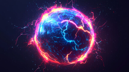 Wall Mural - glowing plasma ball lightning abstract background, plasma, ball, lightning, abstract, glowing, energ