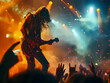 © SuperGlück - Rock guitarist performing under dramatic lights with a vibrant crowd in the foreground.
