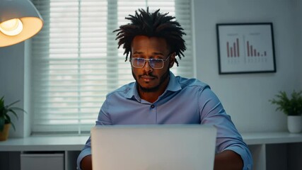 Aufkleber - Focused individual working diligently at a desk with a laptop in a well-lit modern office space during daytime hours