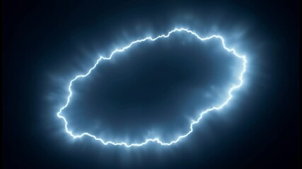 Poster - White abstract plasma lightning ring with glowing particles swirling in dark sky fantasy concept art