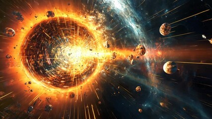 Poster - Galactic explosion showcases cosmic events with vibrant energy during the dawn of space exploration