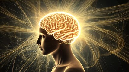 Fototapete - Explore the fascinating representation of human consciousness with a glowing brain concept in creative art