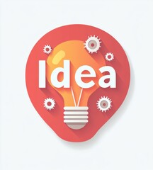 Poster - Creative light bulb idea concept with gears and modern design