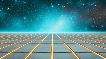 Poster - Futuristic Digital Grid Background with Glowing Blue Lines for Tech Inspired Design
