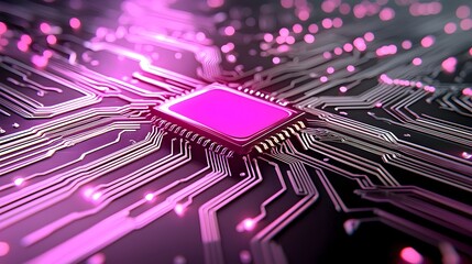 Poster - Futuristic Glowing Neon Tech Background for and Innovation Designs