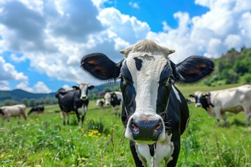 Wall Mural - Cows on a green field.  Cows