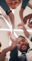 Aufkleber - Office, applause and low angle of happy business people for teamwork, collaboration and celebration. Corporate, diversity and men and women clapping hands for success, achievement and good news
