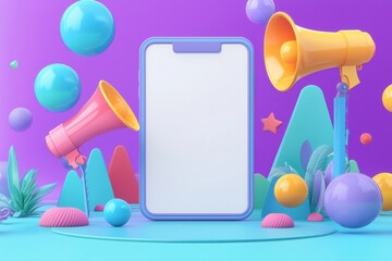 Poster - vibrant abstract composition with white banner and colorful elements