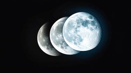 Poster - Exploring the Beauty of the Main Phases of the Moon in a Darkened Night Sky