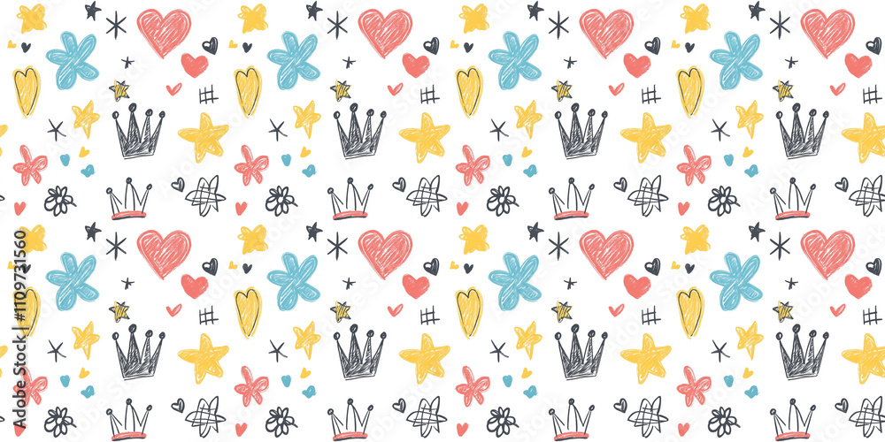 Collection of hand drawn colorful charcoal doodle shapes and squiggles ...