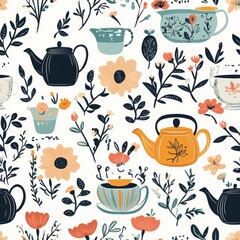 Canvas Print - Charming Tea Party Pattern