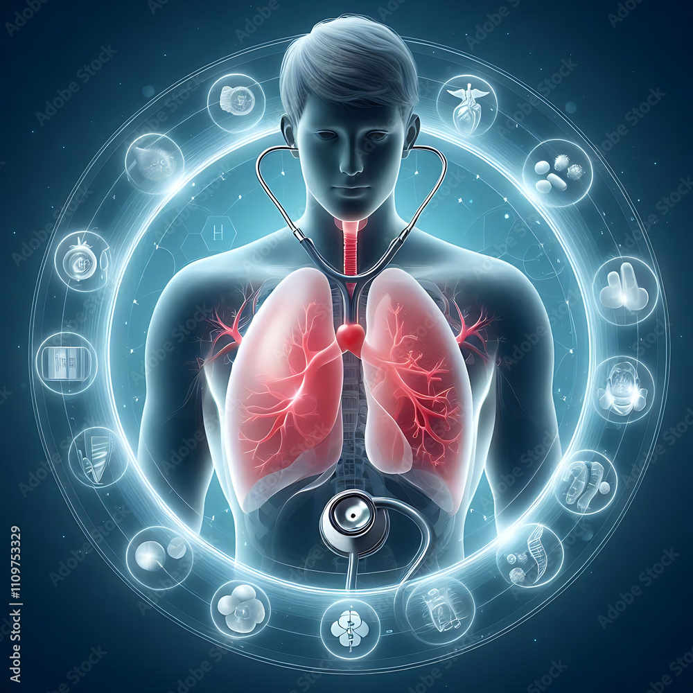 Pulmonology medicine concept. Respiratory system examination and ...