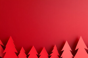 Aufkleber - Vibrant red background featuring cut-out paper trees in shades of red creates a festive and warm atmosphere for celebrations