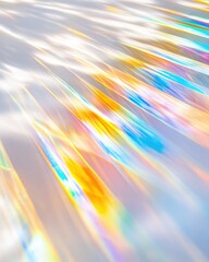 Poster - Sunlight Refracts Through a Prism, Creating Vibrant Rainbows on a White Wall in an Artistic Display