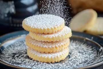 Canvas Print - Delicate shortcrust pastry cookies decorated with powdered sugar.